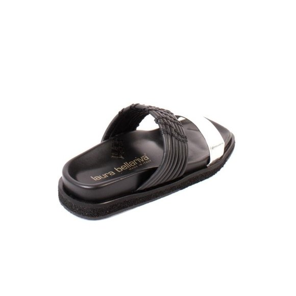 Laura Bellariva 7843 Black / Silver Leather Platform Sandals - Picture 4 of 8